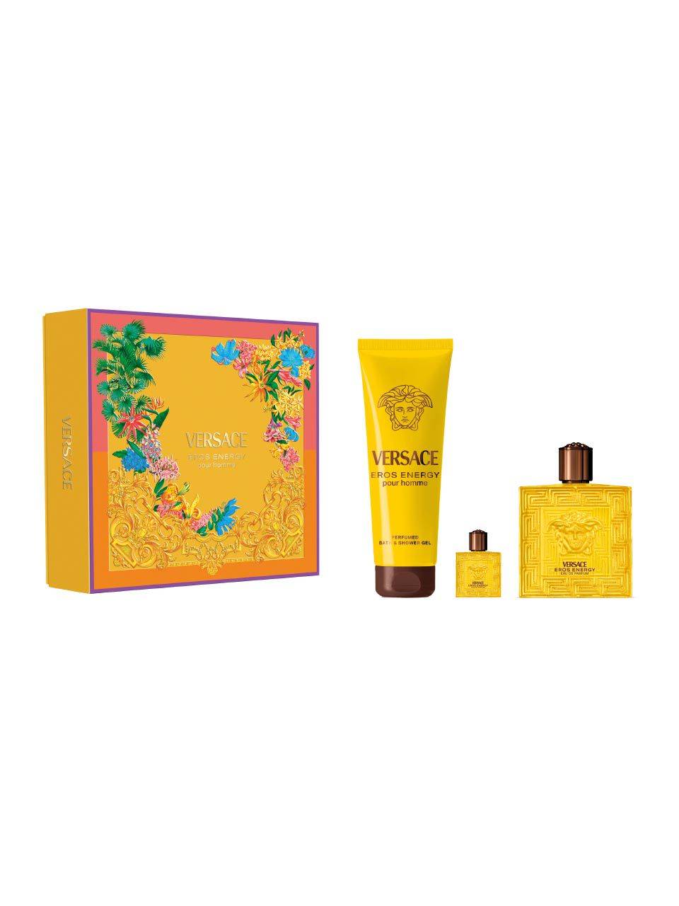 Set Versace: Eros Energy, Eau De Parfum, per uomo, 100 ml + Eros Energy, Eau De Parfum, per uomo, 5 ml + Eros Energy, Gel doccia, 150 ml