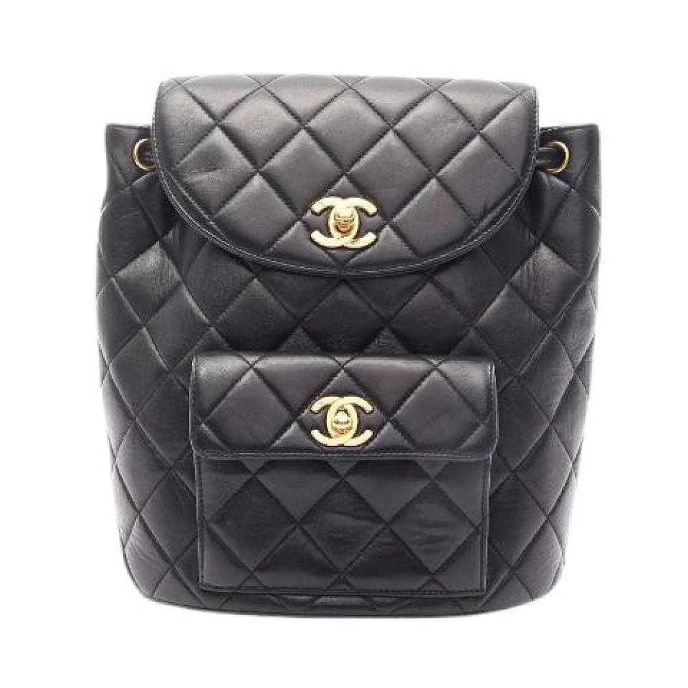 Chanel Vintage Pre-owned Matelasse Lambskin Backpack - Vintage - Dame - Sort - ONE SIZE - Uld