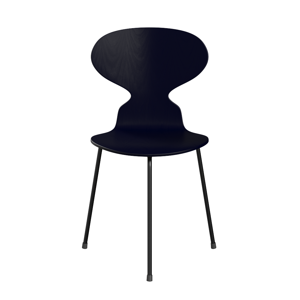 3100 Myren med 3 ben, sort stel af Arne Jacobsen Farvet finér - Ask - Midnight Blue (895) - Jacobsen Plus