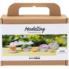 Mini DIY Kit Modellering, Sten med insekt, grå, lys pink, lys turkis, 1 pk.