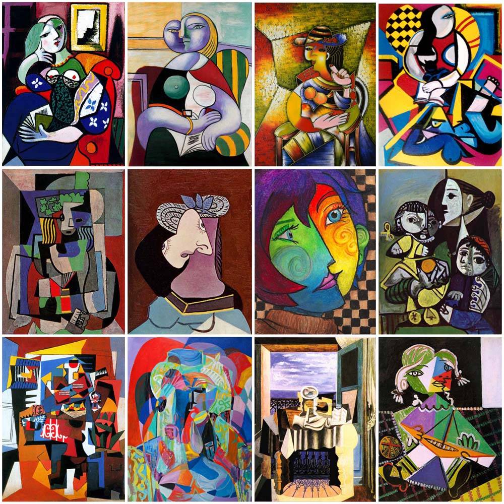 Abstrakt diamantmålningssats Picasso Geomertric Figurborr Juvelkorsstygn DIY 5D Full Diamond Vuxenhantverk Hemrumsinredning