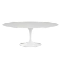 Knoll - Saarinen Oval Table - Matbord, 198 x 121 cm, Vitt underrede, skiva i Vit laminat - Spiseborde - Eero Saarinen - Hvid - Laminat/Metal