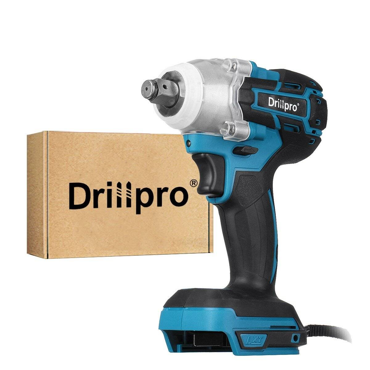 Drillpro 18V 0-3200RPM Trådlös Slagtappdrivrutin Borstlös Motor Med LED-ljus Elektrisk Skiftnyckel Anpassad för Makita D