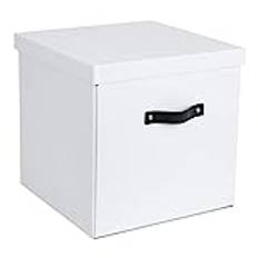 Bigso Box of Sweden LOGAN förvaringslåda med lock – stor hopfällbar låda för kläder, leksaker etc. – förvaringsbox med handtag av fiberskiva och papper – vit