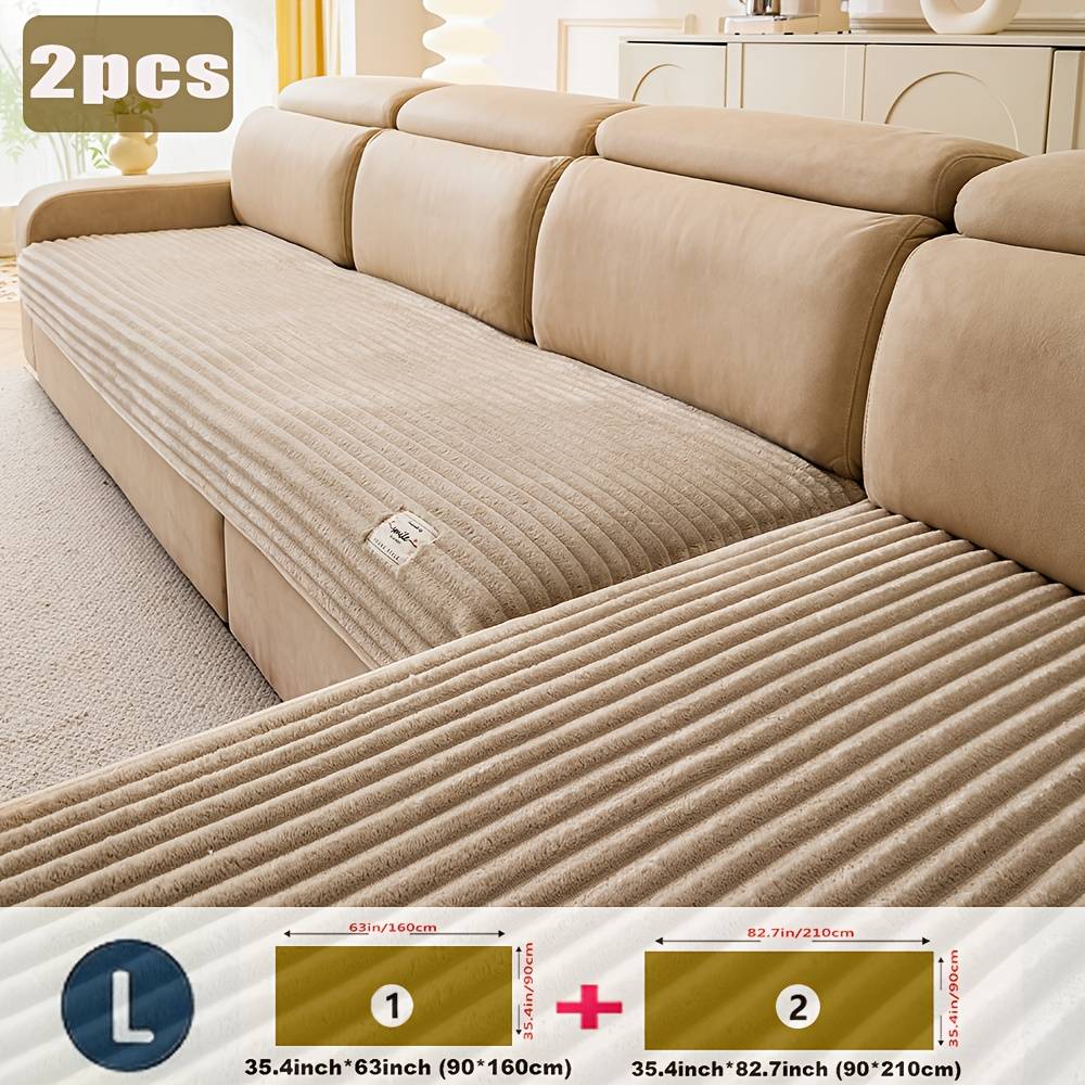 2pcs Modern L-shaped Sofa Covers For Europe And Middle East, Decoration And Anti-slip, Thick Protective Cover, Suitable For Bedroom, Office, Living Room - Easy To Clean, Durable Furniture Decoration