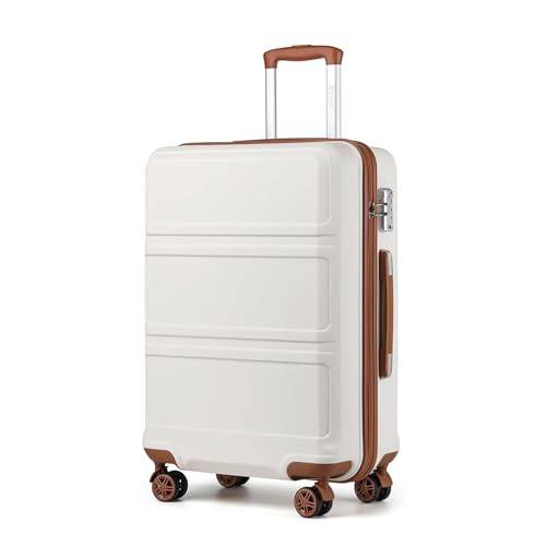 Kono Fashion Handbagage Lättvikts ABS Hard Shell Trolley Bagage med TSA lås och 4 hjul Handbagage för Cabin 2 års Garanti Byggd för att Hålla (20", Gräddvit)