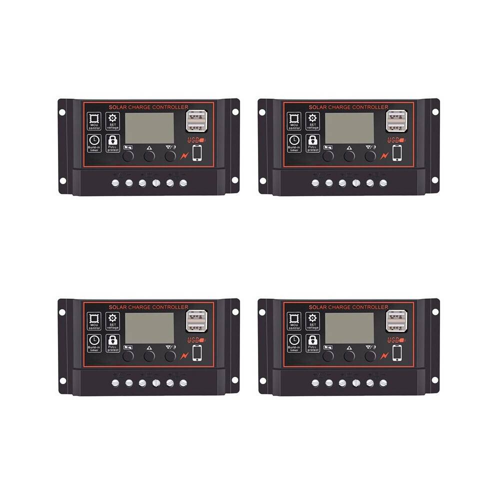 4X 100A Solar Charge Controller Solar Panel Controller 12V 24V LCD Display Solar Panel Battery Regulator with USB Port