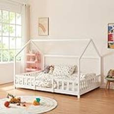 Juniorsäng Sisimiut hussäng 200x140cm furu vit med sängskydd [en.casa]