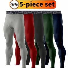 5st kompressionstights för män atletiska byxor, elastiska andningsbara Quick Dry Leggings för löpning, fitness, träning - Multifärgad (L,M,S,XL,XS,XXL)