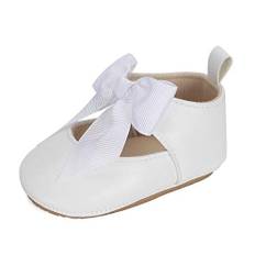 LACOFIA Baby flicka ballerina småbarn rosett prinsessa skor baby halkfria babyskor, D vit, 3-6 Monate