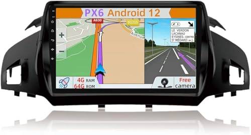 YUNTX PX6 Android 12 bilstereo Fit for Ford Kuga Escape C-max(2013-2017) – 4GB+64GB – GPS 2 Din – Gratis Kamera – Stöder DAB/Ratt Kontroll/WiFi/Bluetooth/CarPlay/4K Video/Mirrorlink/HDMI