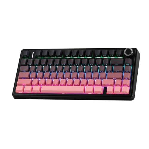 EPOMAKER X Aula F75 75% trådlöst speltangentbord, tri-mode Bluetooth/2,4 GHz/USB-C, hotswap-aktiverat krämigt tangentbord med 5-lagers padding&knopp, NKRO, RGB (svart rosa)