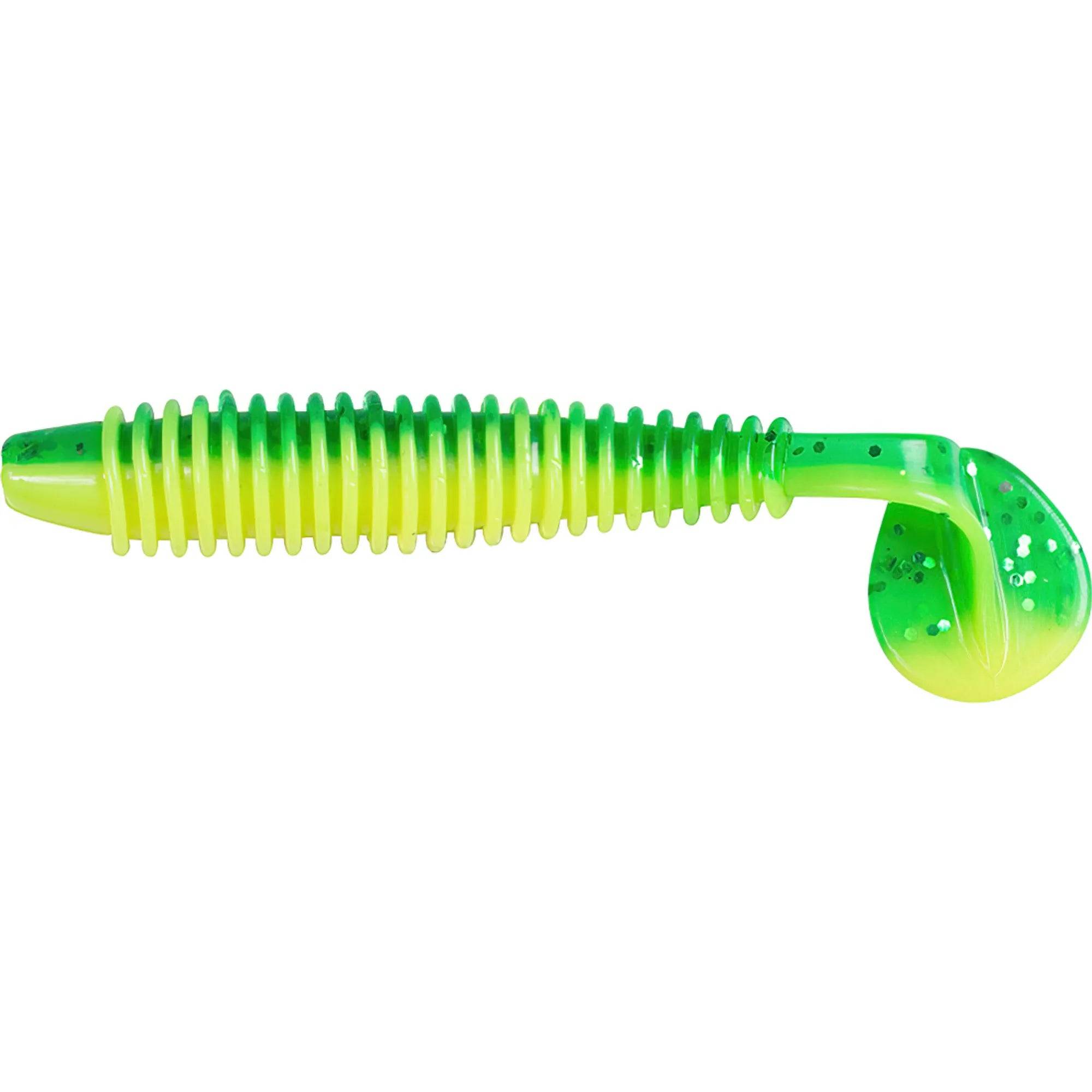 Ribbed shad - 10cm / Chartreuse red tail