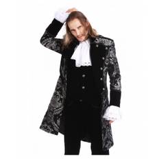 Gothic Aristokrat Herren Mantel Silber Schwarz S