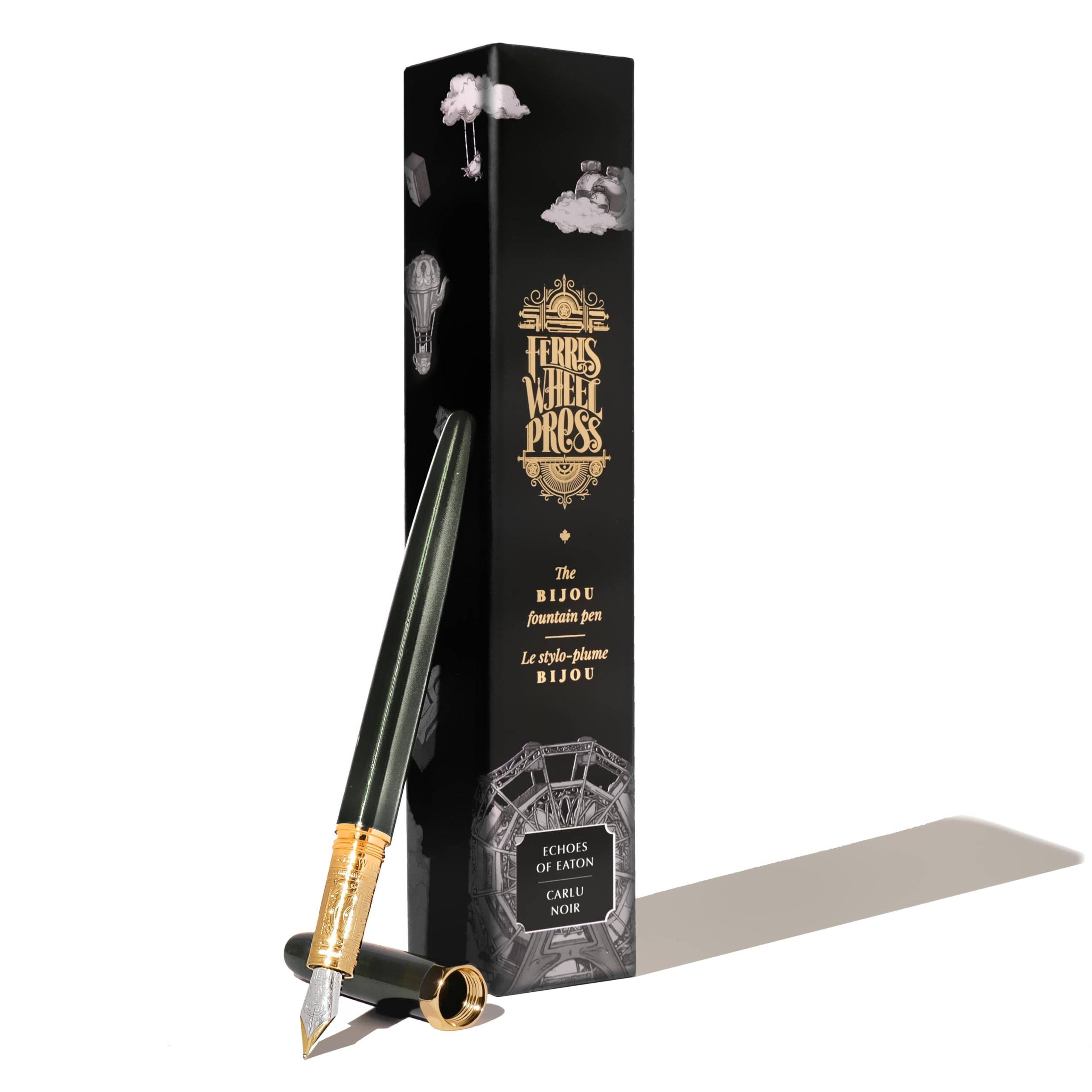 Ferris Wheel Press Bijou Fountain Pen Echoes of Eaton Double Gold Sapphire Lacquer Finish Steel Nib Fine Nib Plated, Two-Tone
