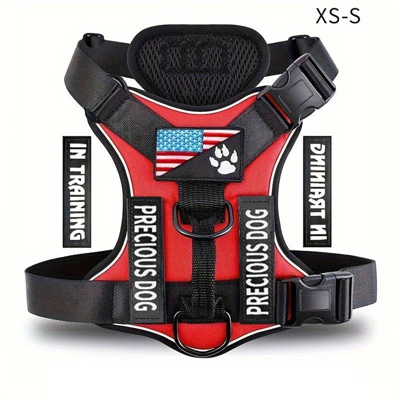 Reflective Dog Vest Harness with 5 Customisable Patches - RED / L (L)