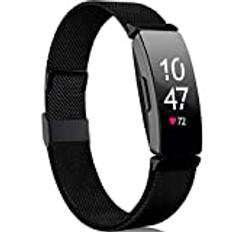 Faliogo Kompatibel med Fitbit Inspire Armband/Fitbit Inspire 2 armband/Fitbit Inspire HR armband, rostfritt stål kompatibelt med Fitbit Ace 2, för kvinnor stor, svart