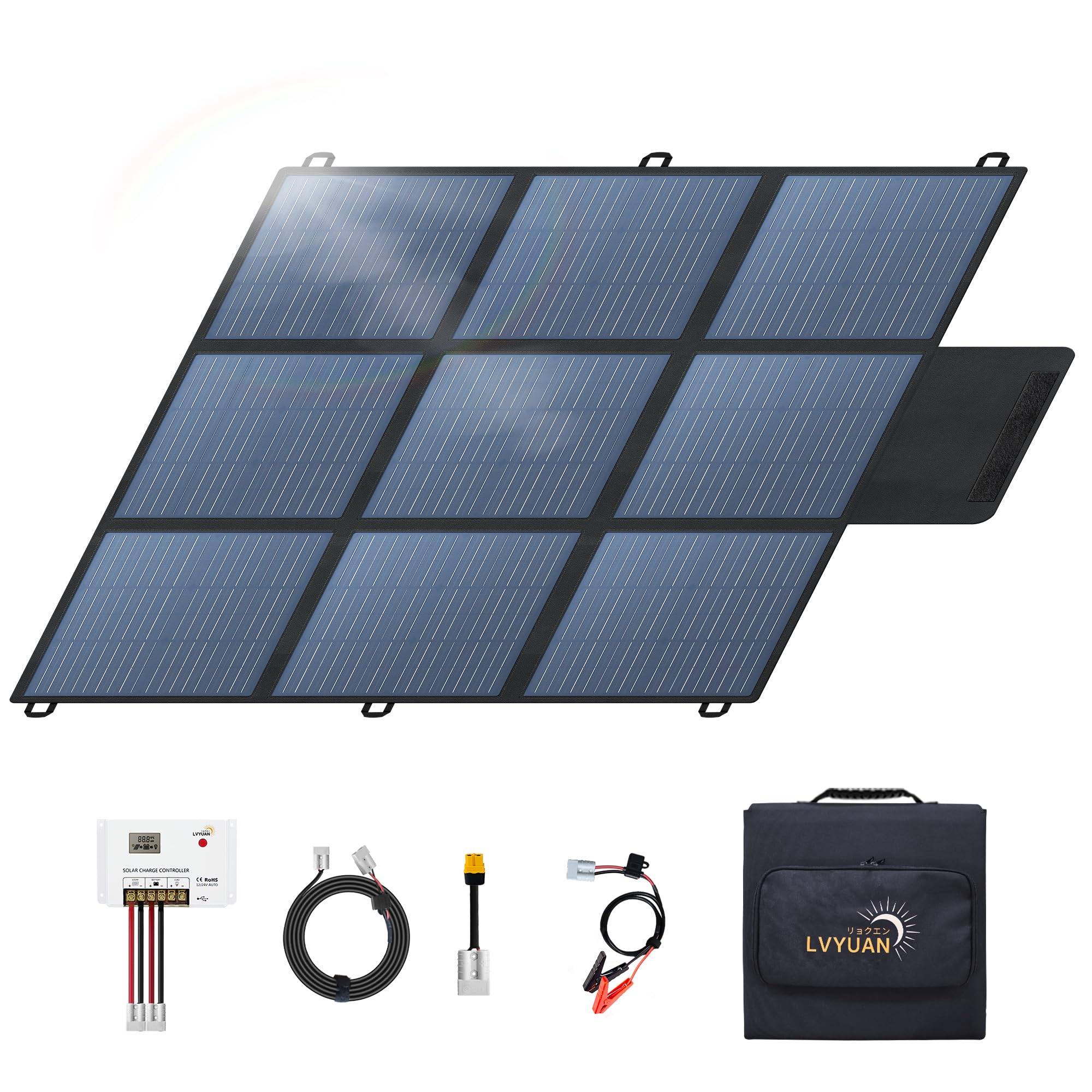 LVYUAN 200W Foldable Solar Panel for Lithium Iron Phosphate Solar and IP64 Waterproof and High Output Conversion Portable for Outdoor and Car Use