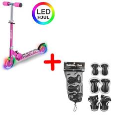 California Løbehjul Pink Med LED-Lys + Beskyttelsessæt - Flere Størrelser! Sort/Grå 7-10 år (Medium)