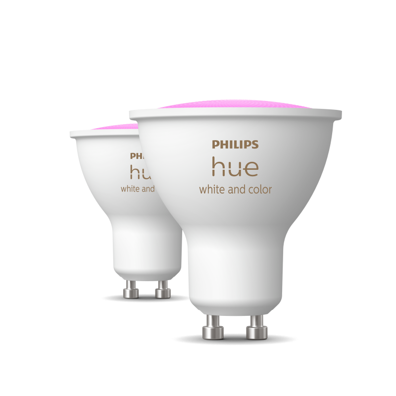 Philips Hue 4.2W GU10 EU spot - sæt med 2 Pære hvid og farve ambiance