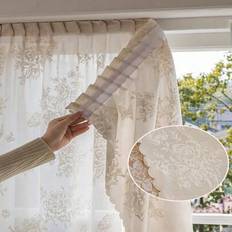 1 st kardborrgardin för vardagsrum/sovrum, ingen borrning krävs, blommönster genomskinlig, dammtät och värmeisolerande - Beige (Multi-size)