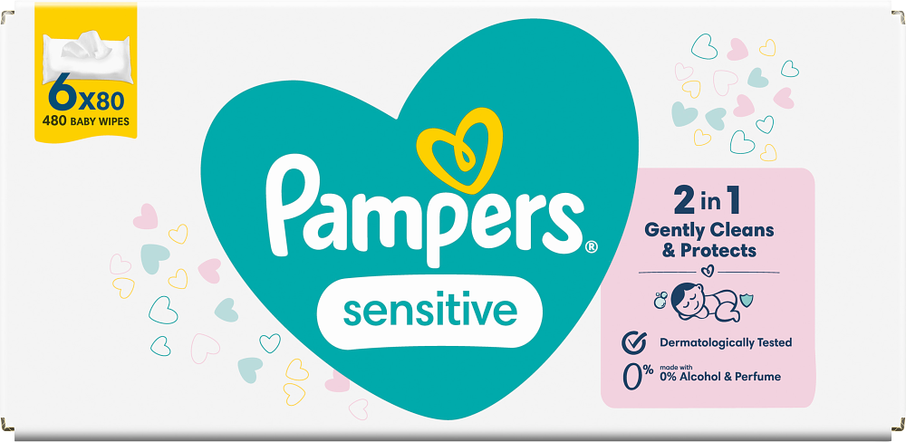 Våtservett Pampers Sensitive Baby, parfymfri, 6x