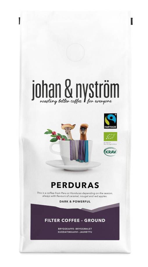 Johan & Nyström Perduras Ekologiska SE-EKO-01 mörkrostat bryggmalet kaffe storpack 120g x 40 (4,8 kg)