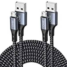 Micro USB-kabel, 2-pack 1 m 2 m USB A till mikro laddningskabel flätad Android-laddningskabel kompatibel med Samsung S7/S6/S5, Kindle Fire, Fire HD-surfplattor, PS4-kontroll, HTC, Huawei, Sony, Nexus, Nokia etc