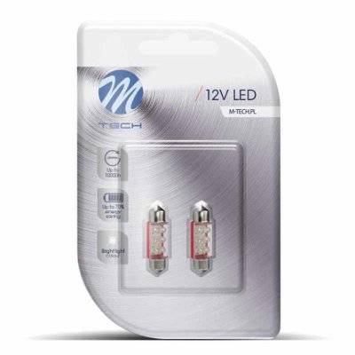 Led C5W Pinol 36 mm rød 6 led 12V M-Tech