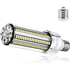 DragonLight 50 W superljus majsljus led glödlampa (ersätter 350 watt) – E27 Edison LED-lampa med E40 adapter – 6 500 K kall vit 6 000 lumen för stor områdesbelysning – garage hall lager verkstad