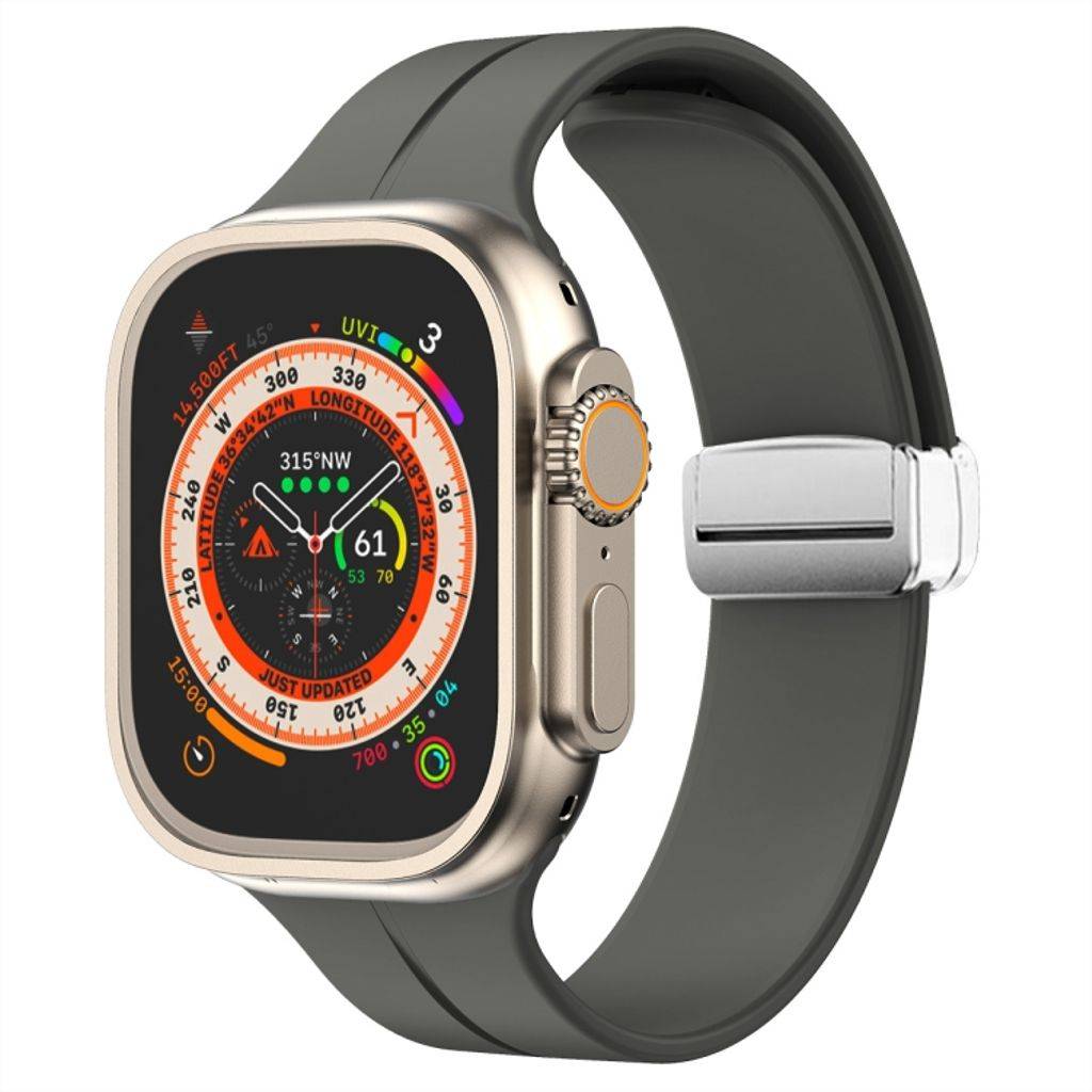 Apple Watch 42/44/46/49mm Klockarmband Silikon magnetisk stängning - Grå
