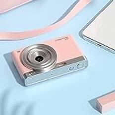 Lazmin112 Digitalkamera, 50 MP IPS 4K Digitalkamera 16X Digital Zoom Anti-shaking Liten Digital Videokamera, 2,88 Tum med Inbyggt Fyllningsljus (Rosa)