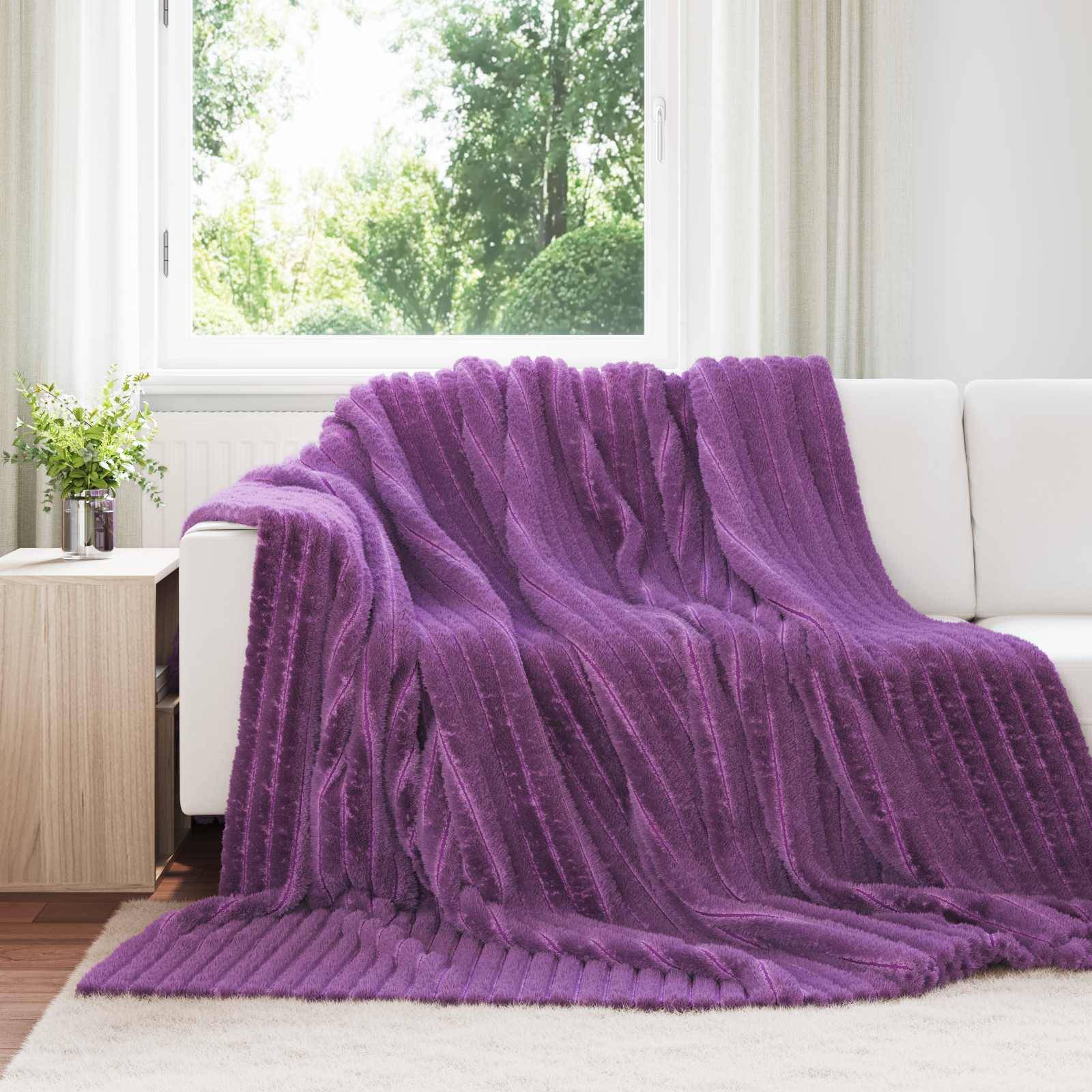 vidaXL Kastetæpper 6 pcs Lilla 240 x 220 cm Fleece