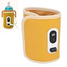 Nappflaskvärmare, Nappflaskvärmare, Nappflaskisoleringsskydd 21 hastigheter Temperaturjusterbar Portabel USB Baby Milk Heat Keeper med LED-skärm för bilresor (Geel)