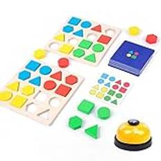 Jomewory 5 Wood Shape Sorter Pusselleksak - Learning Toys Färgform Matchande interaktiv leksak,Geometriska färgspel Pedagogiska leksaker för barn