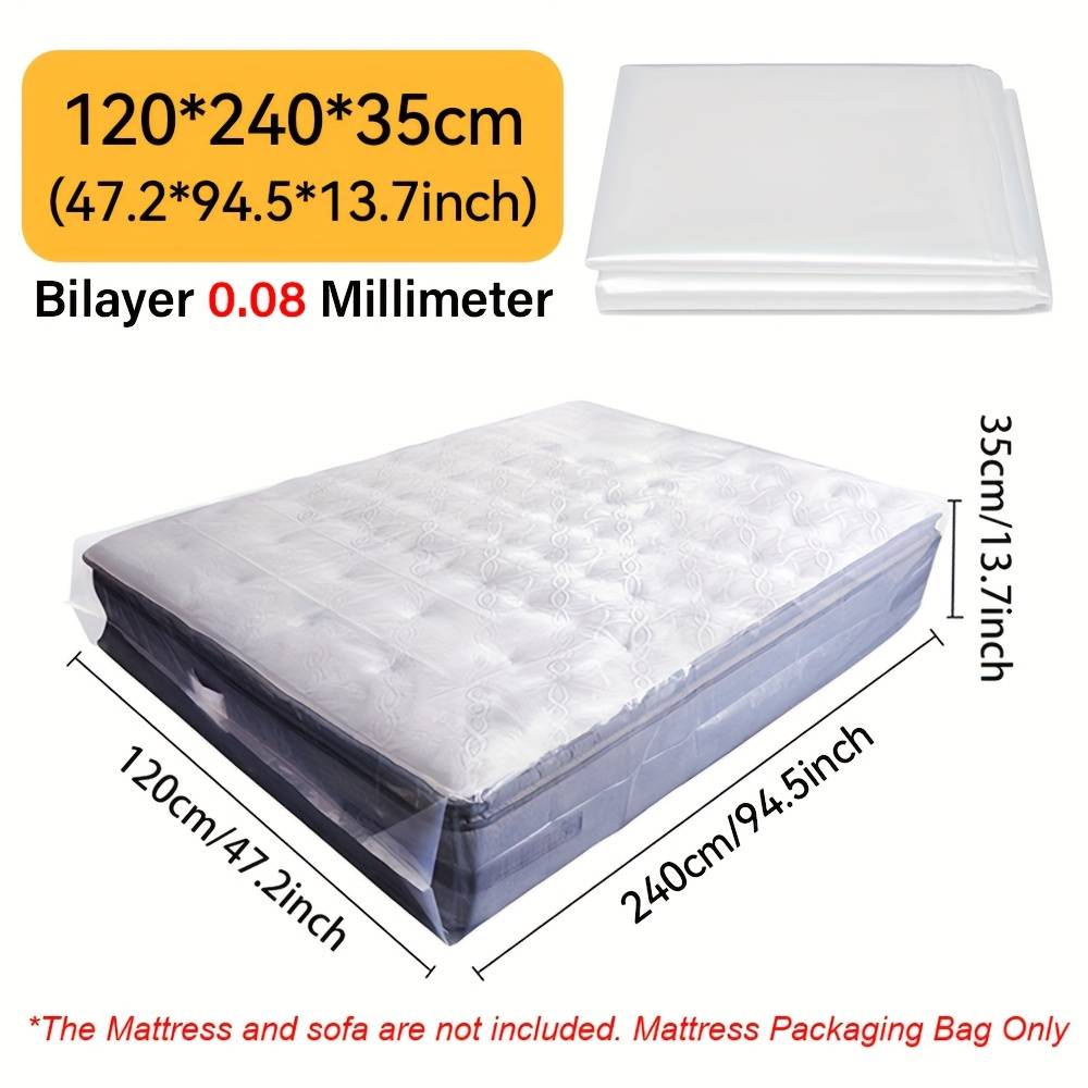 TEMU 1 Packaging Bag Plastic Film Bag Pe 3 Mm Thickness Ideal For Moving, Long- Storage Or Handling, Keeping Mattresses, Sofas, Box Springs Or Other Bulky Furniture
