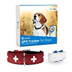 HUNTER Halsband Swiss S-M (47), rot/schwarz, Tractive GPS Tracker für Hunde (Weiß), GPS mit unbegrenzter Reichweite + Hundehalsband