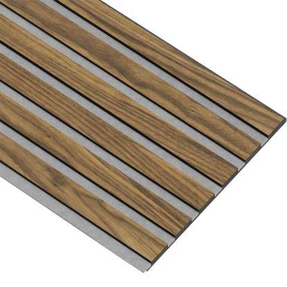 I-Wood Medio+ Original akustikpanel, klar olieret, grå filt og sort kerne, valnøddefiner, 17 x 300 x 2400 mm