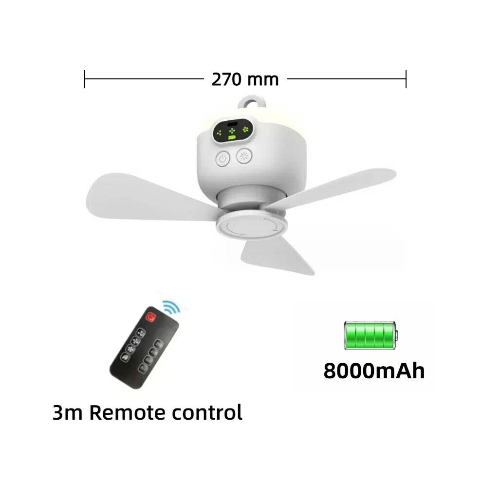 Ny fjärrkontroll Mini takfläkt USB trådlös kylfläkt 12000mAh Portabel LED Night L