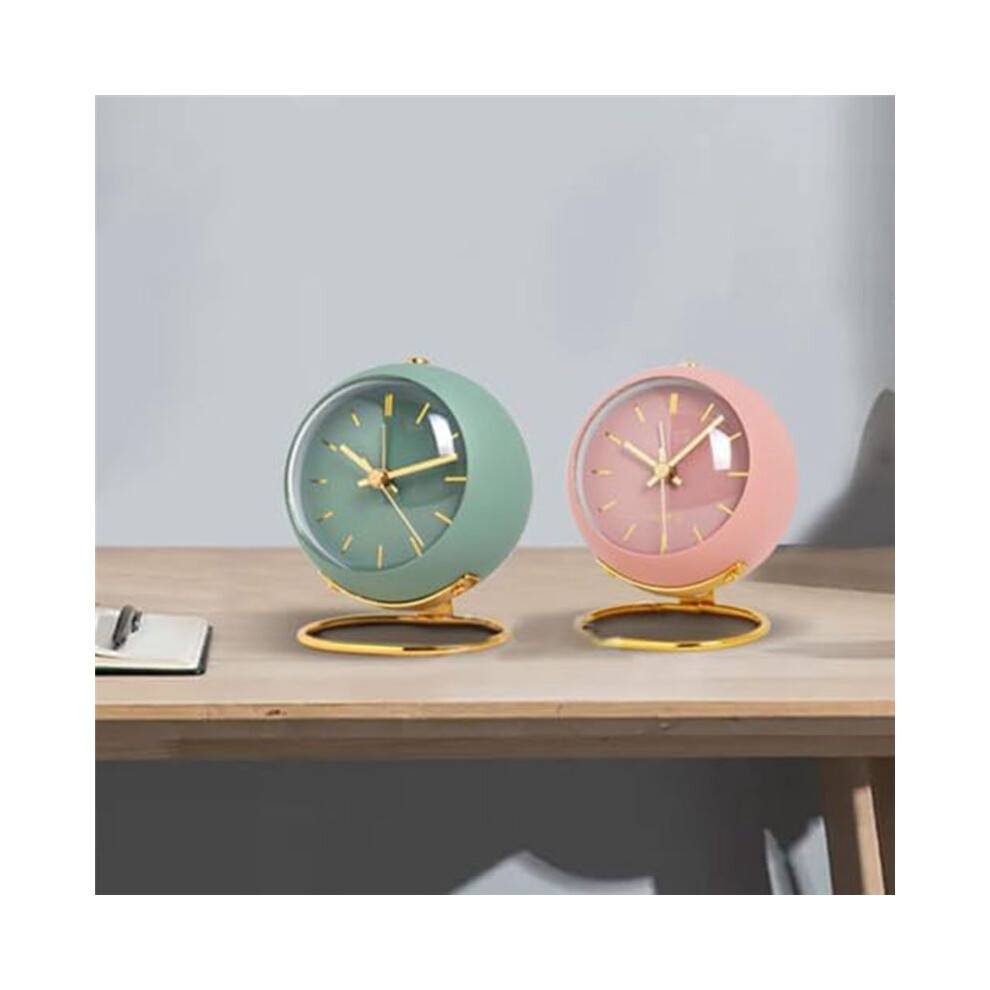 Alarm Clocks,Retro Backlight Simple Design Small Desk Clock with Night Light,Silent Non-Ticking,Battery Powered White