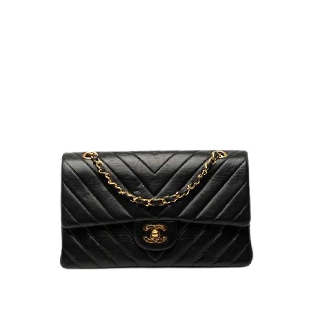 Chanel Vintage Pre-owned Double Flap Skuldertaske - Vintage - Dame - Sort - ONE SIZE - Uld