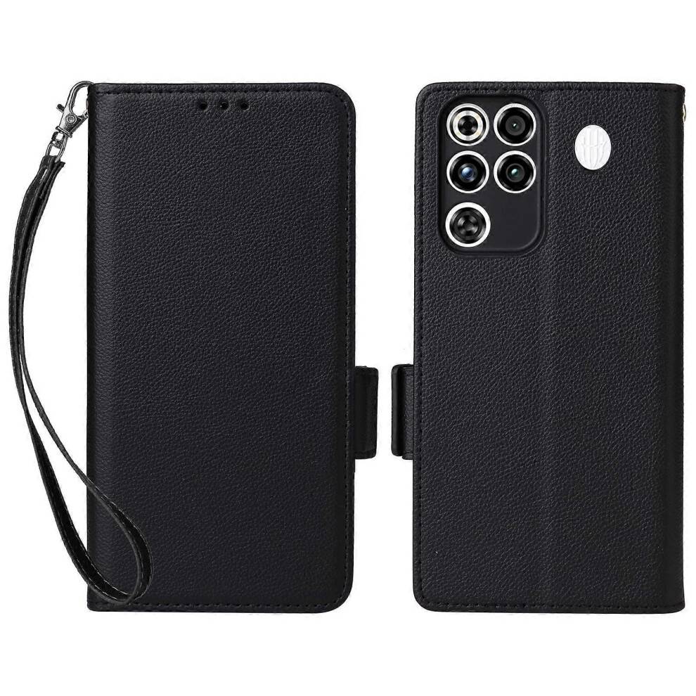 Kompatibelt med ZTE nubia RedMagic 11 Pro 5G 11 Pro+ 5G-skal, plånboksfodral i läder med litchitextur och handled.