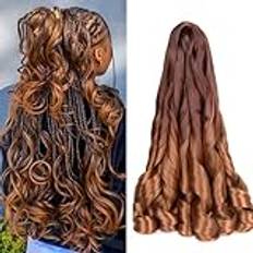 French Curl Braiding Hair 24 Inch 8 Packs Pre Stretched Loose Wave Bouncy Braiding Hair Spanish Curly Ends Synthetic Hair Extensions for Braiding（OT33/30）