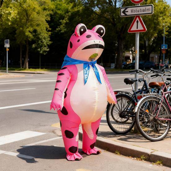 Yousheng Uppblåsbar Grodkostym för Vuxna Barn Rolig Uppblåsbar Helkropps Groddräkt med Luftpump Halloween Cosplay Festklädsel cm beige