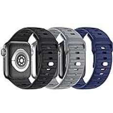 Sportremmar kompatibla med Apple Watch Ultra Straps 49 mm, mjuk silikonrem för iWatch serie 8 7 6 5 SE 4 3 2 1, ersättning vattentäta armband 49 mm 45 mm 44 mm 42 mm för män kvinnor