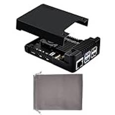 GeeekPi Argon Neo 5 Bred Fodral för Raspberry Pi 5 med inbyggd fläkt, Raspberry Pi 5 aluminium Fodral, Argon Neo 5 Fodral med avtagbar toppkåpa (svart)