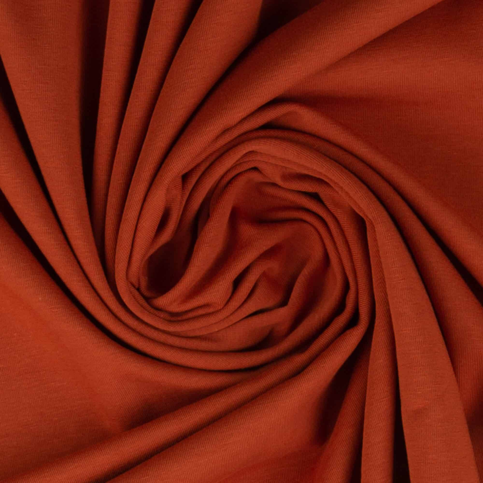 Ensfarvet Bomuldsjersey - 712 terracotta - 6% Elastan, 94% Bomuld