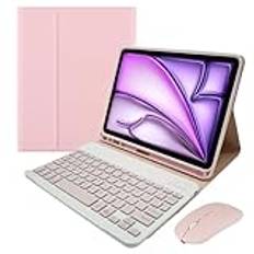 Generic Tangentbordsfodral för iPad Air 11-tums M2 (2024), iPad Air 5th Gen (2022) / iPad Air 4th Gen 10,9" - 7-färgs bakgrundsbelyst avtagbart tangentbord,Pink