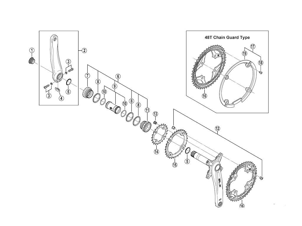 Shimano klingebolte 4 stk. M8 x 8,5mm til FC-M660 4 arms kranksæt.