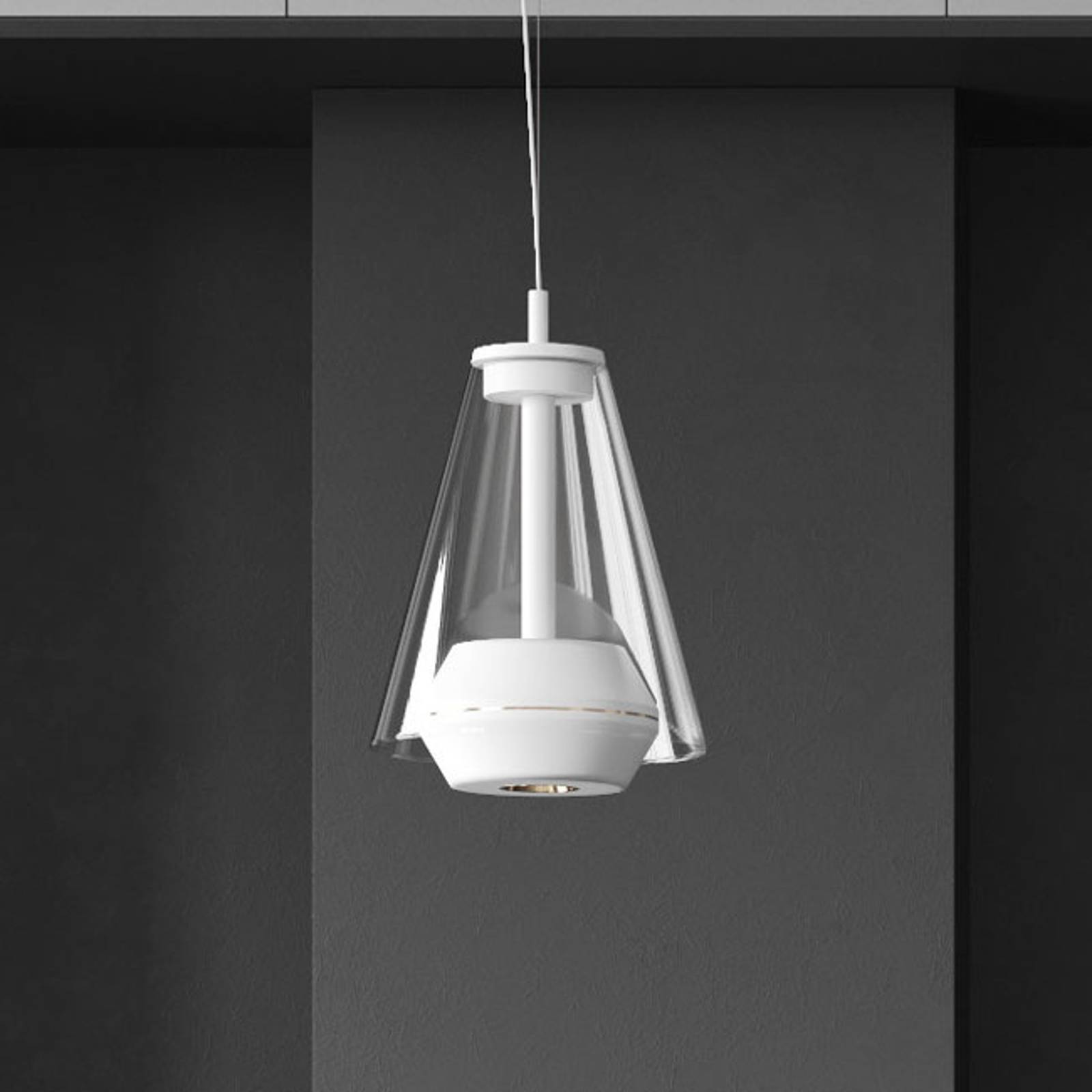 Prandina Designer hængelampe Shuttle, dæmpbar, Hvid/opal, Stue/spisestue, Aluminium, Design